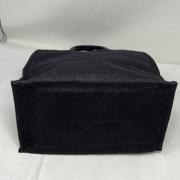 Large Burlap Black Tote Handle Bag 13” x 12” x 6.5” - Picture 5 of 8